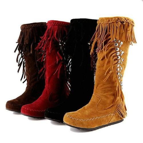 tassel moccasin boots